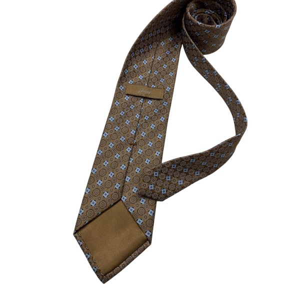 BRIONI XL Brown/Blue Geometric Silk LUXURY Tie HANDMADE ITALY - Picture 2 of 5